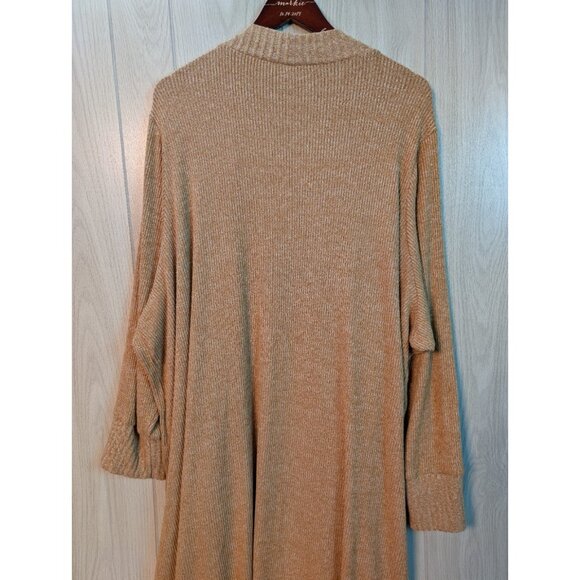 Torrid Women's Plus 5 5X Open Rib Cardigan Sweater Camel Tan Lightweight Long - Picture 5 of 10